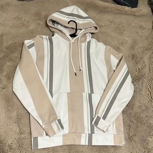 Denim & Flower Cream Striped Hoodie